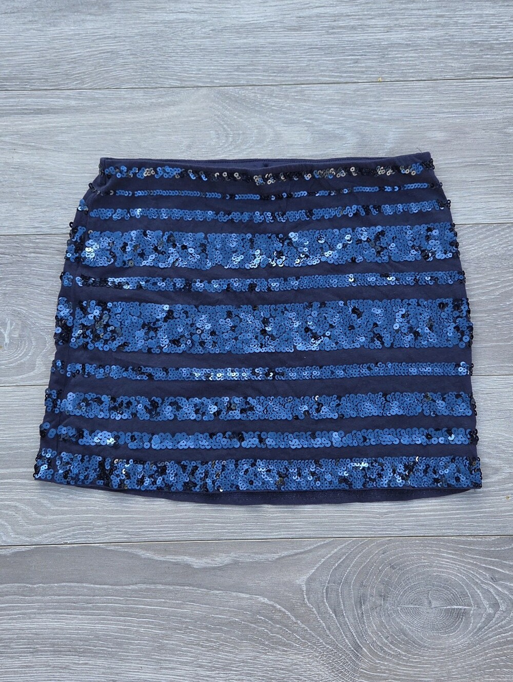 Express Navy Blue Sequin Mini Skirt